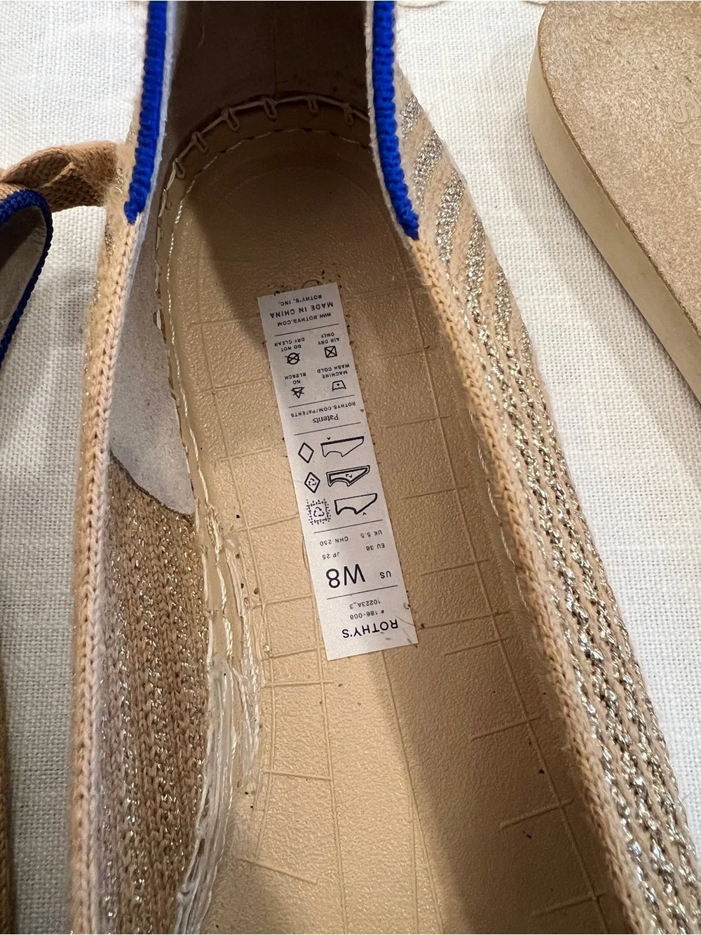 Rothy's Gold Knit Espadrille Slip-On Flats Woman’s 8